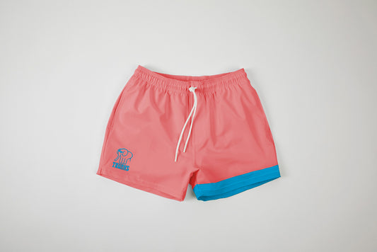 CUSTOM Trunks Men's 5" Swim Trunk - Neon Red & Neon Blue
