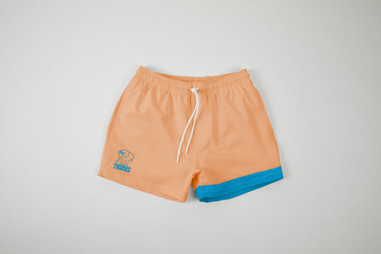 CUSTOM Trunks Men's 5" Swim Trunk - Neon Orange & Neon Blue